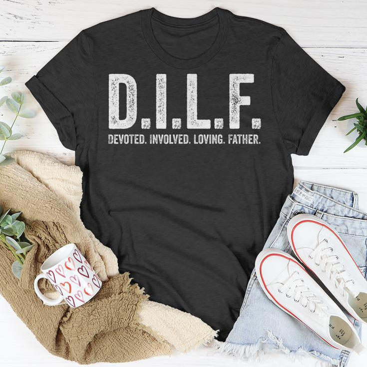 Mens Dilf Men Funny Fathers Day Gift For Dad Unisex T-Shirt Unique Gifts