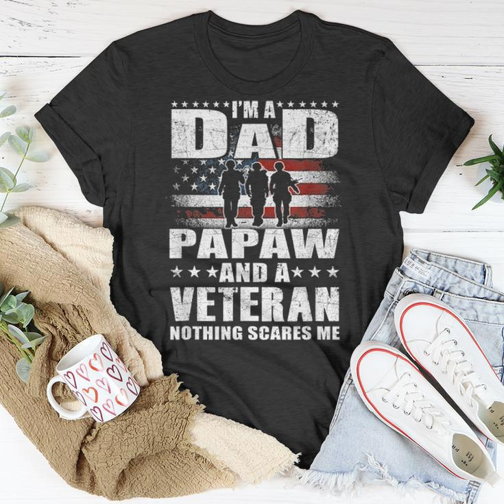 Mens I Am A Dad A Papaw And A Veteran Fathers Day Gift Unisex T-Shirt Funny Gifts