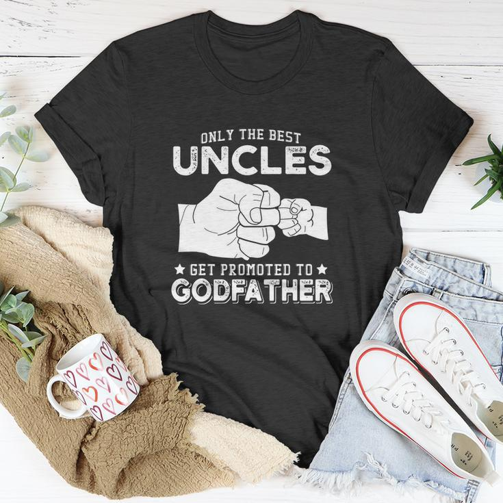Mens Only The Best Uncles Get Promoted To Godfather Unisex T-Shirt Unique Gifts