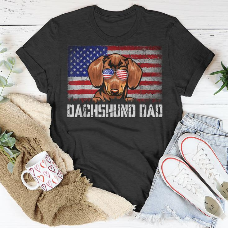 Mens Patriotic Dachshund Dad American Flag 4Th Of July Bbmmkr Unisex T-Shirt Unique Gifts