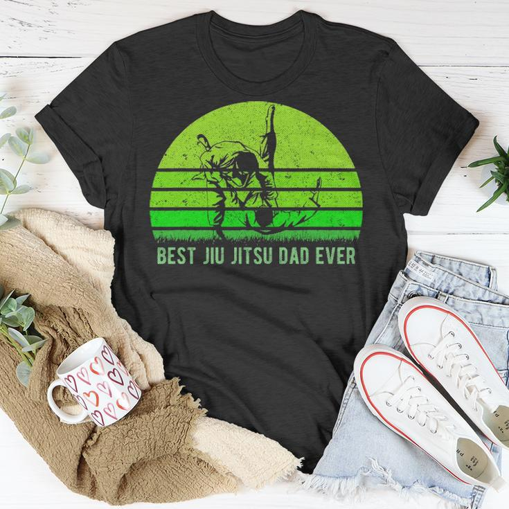 Mens Vintage Retro Best Jiu Jitsu Dad Ever Funny Dad Fathers Day Unisex T-Shirt Funny Gifts