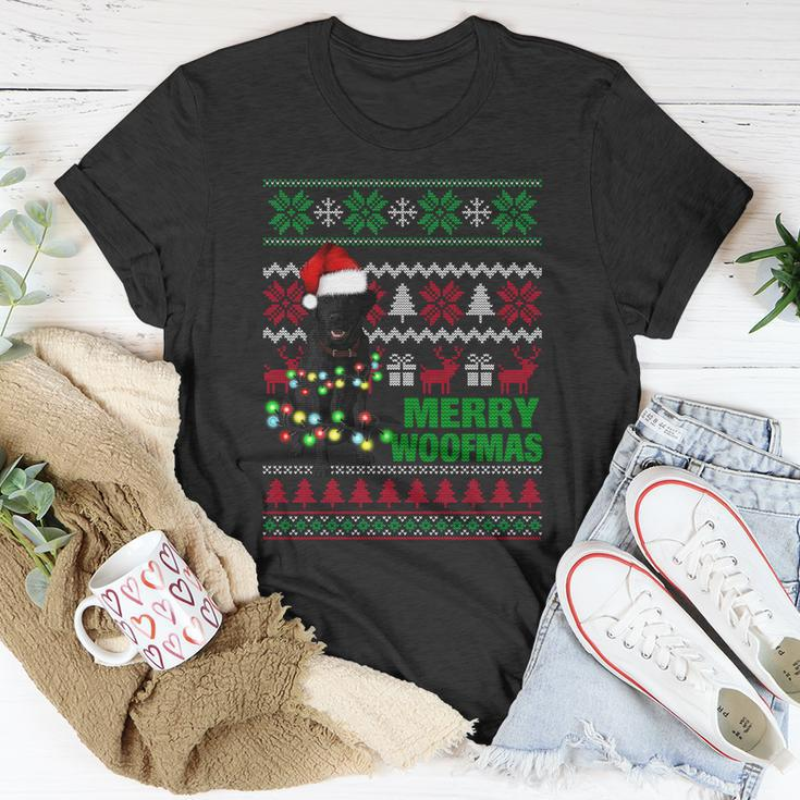 Merry Woofmas Flat Coated Retriever Dog Funny Ugly Christmas Funny Gift Unisex T-Shirt Unique Gifts