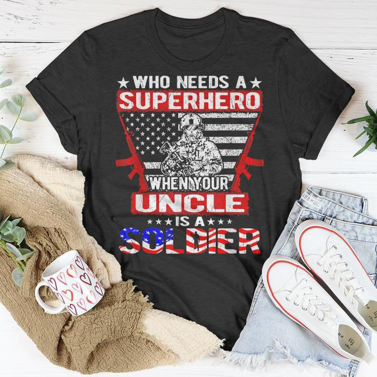 Who Needs Superhero My Uncle Is A Soldier Military Family T-Shirt Funny Gifts