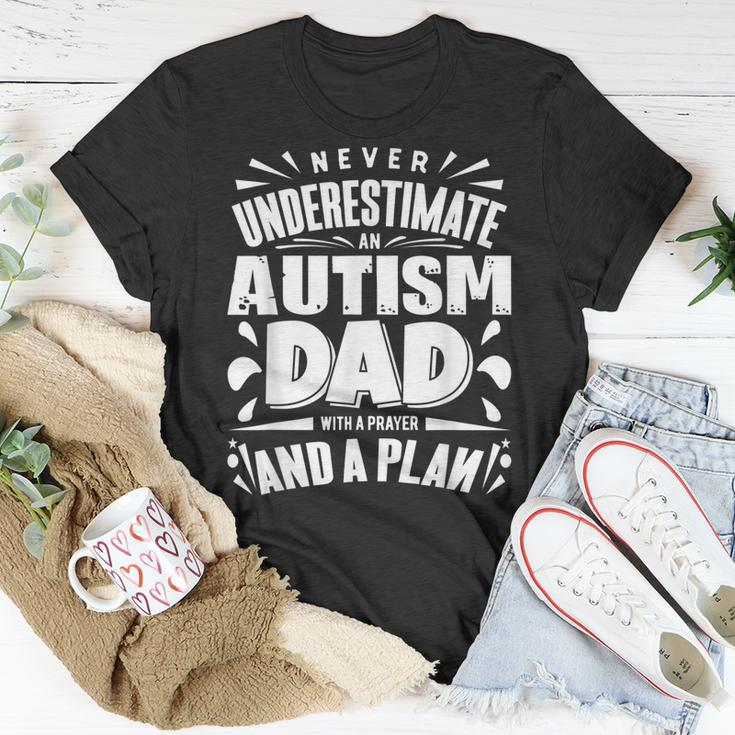 Never Underestimate An Autism Dad Autism Awareness Gift For Mens Unisex T-Shirt Unique Gifts