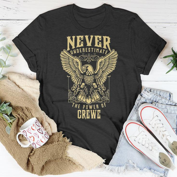 Never Underestimate The Power Of Crewe Personalized Last Name Unisex T-Shirt Funny Gifts