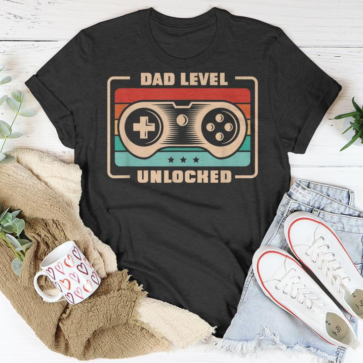 Mens New Dad Vintage Dad Level Unlocked Father T-Shirt Funny Gifts
