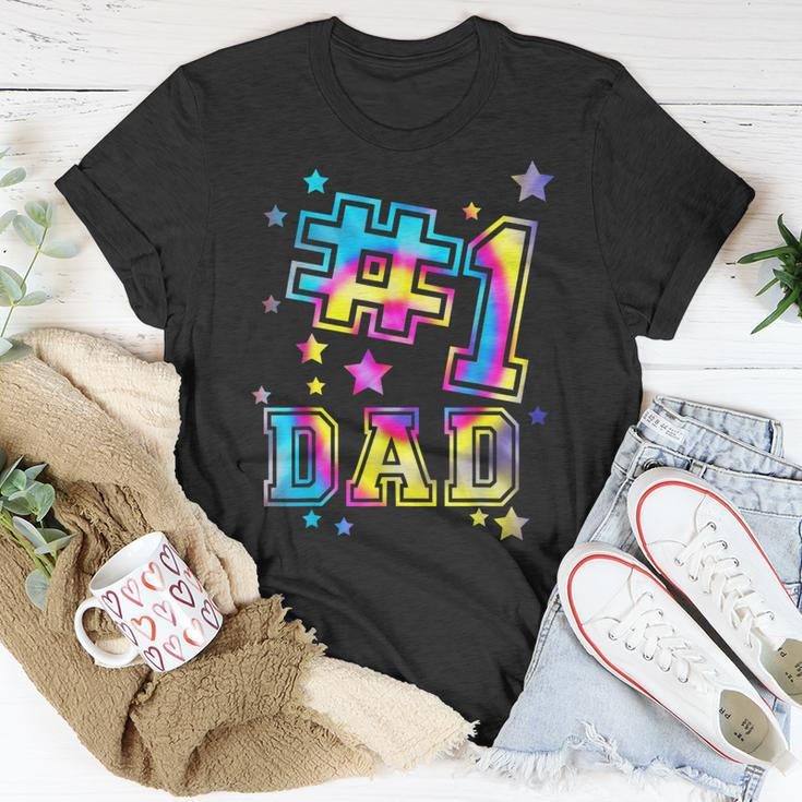 Number One 1 Dad Tie Dye Daddy Fathers Day Best Dad Ever Unisex T-Shirt Funny Gifts