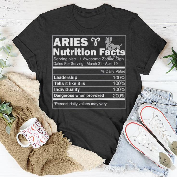 Nutrition Facts Horoscope Zodiac Aries Unisex T-Shirt Unique Gifts
