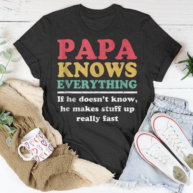 Papa Knows Everything If He Doesnt Know Fathers Day Dad T-shirt Personalized Gifts