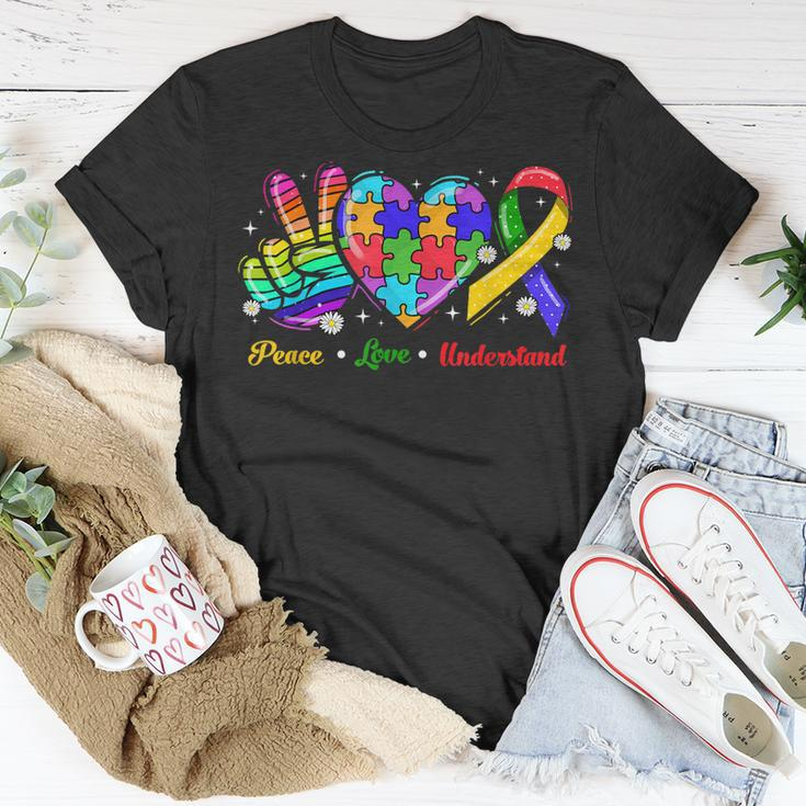 Peace Love Autism Awareness Autism Kids Mom Dad Unisex T-Shirt Unique Gifts