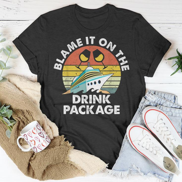 Ped6 Blame It On The Drink Package Retro Drinking Cruise T-Shirt Funny Gifts