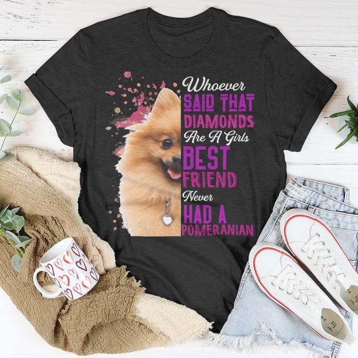 Pomeranian Are A Girls Best Friend Funny Dog Mother Mama Mom Unisex T-Shirt Unique Gifts