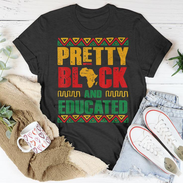 Pretty Black And Educated Women African Map Black History T-Shirt Funny Gifts