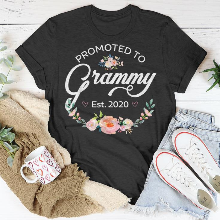 Promoted To Grammy Est 2020 First Time Grandma Floral Unisex T-Shirt Unique Gifts