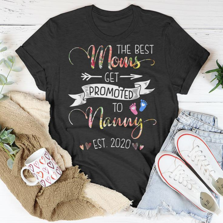 Promoted To Nanny Est 2020 Floral First Time Grandma Unisex T-Shirt Unique Gifts