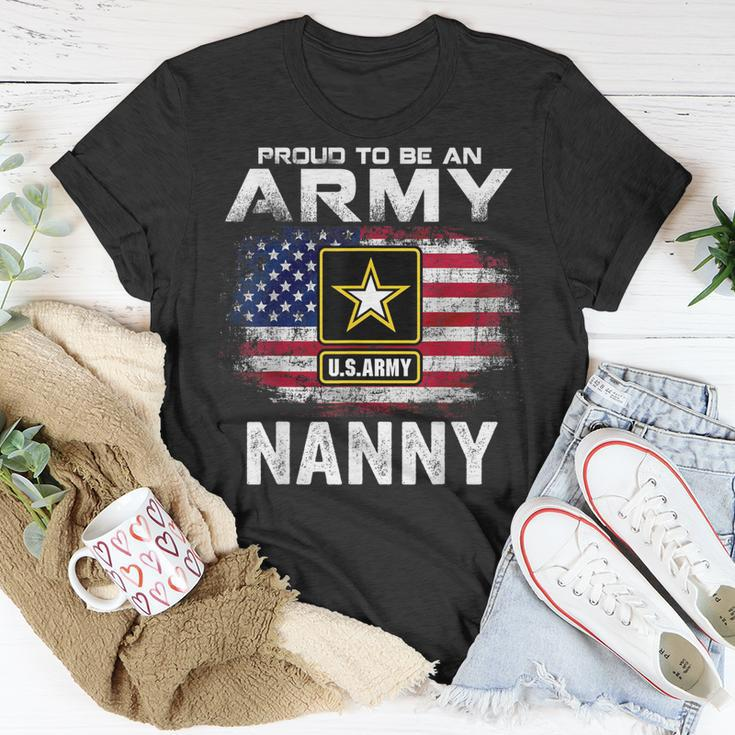 Proud To Be An Army Nanny With American Flag Veteran T-Shirt Funny Gifts