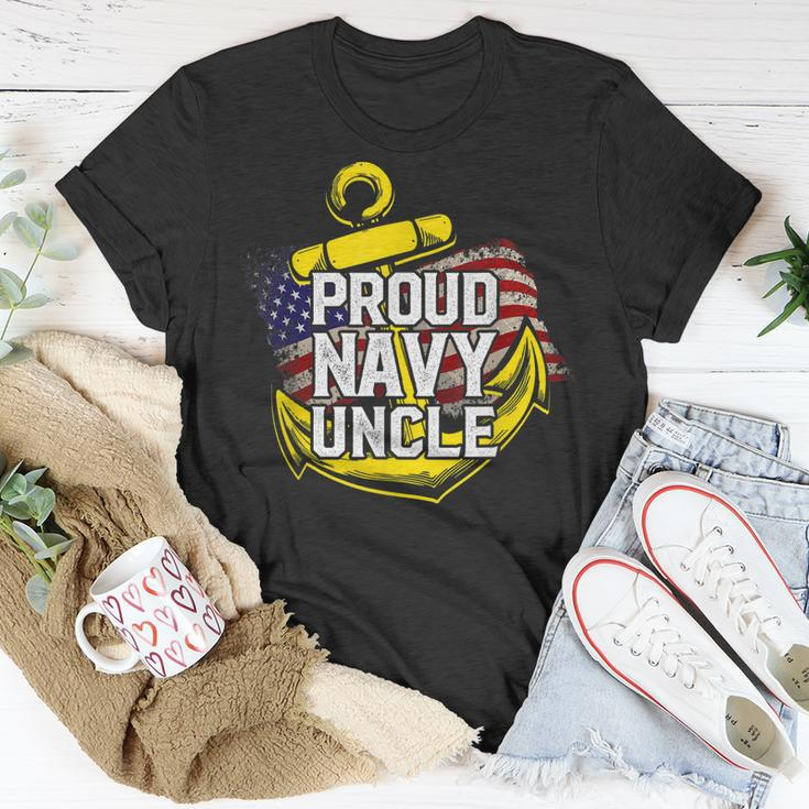 Proud Navy Uncle American Flag Anchor Gold Gift Gift For Mens Unisex T-Shirt Unique Gifts