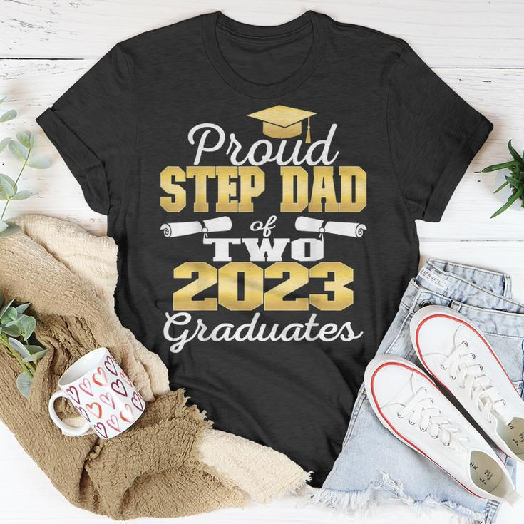 Proud Step Dad Of Two 2023 Graduate Class 2023 Graduation Unisex T-Shirt Unique Gifts