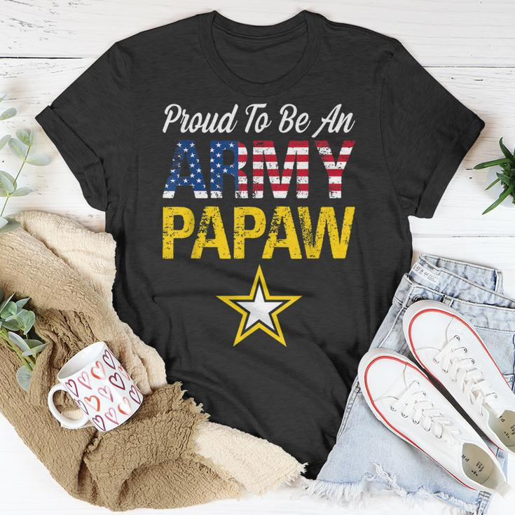 Proud To Be An Army Papaw Military Pride American Flag Unisex T-Shirt Unique Gifts