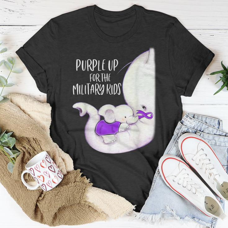 Purple Up For The Military Kids Month Funny Elephant Ribbon Unisex T-Shirt Unique Gifts
