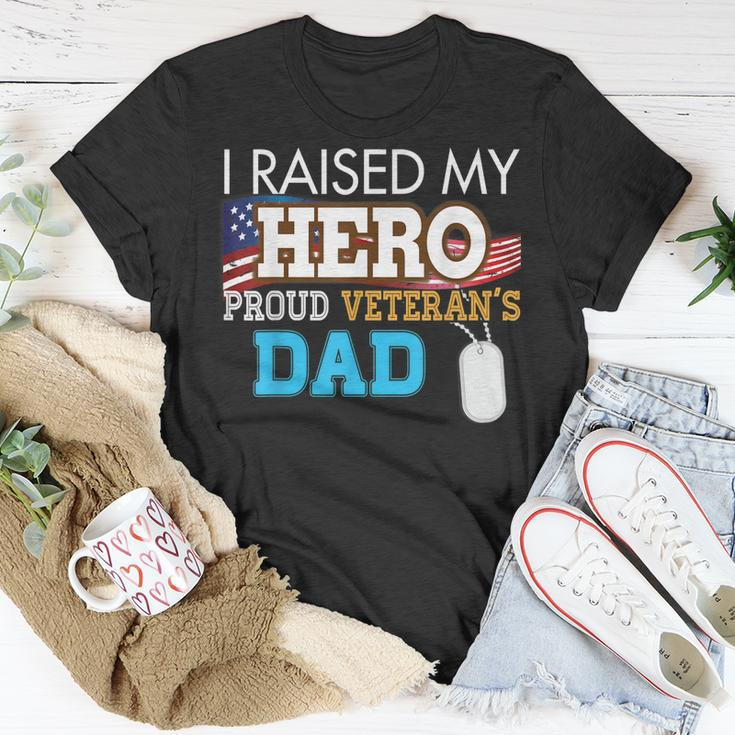 I Raised My Hero Proud Veterans Dad Memorials Day Papa T-shirt Funny Gifts