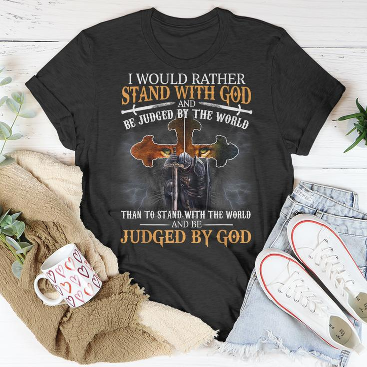 I Would Rather Stand With God Christian Knight Templar Lion T-Shirt Funny Gifts