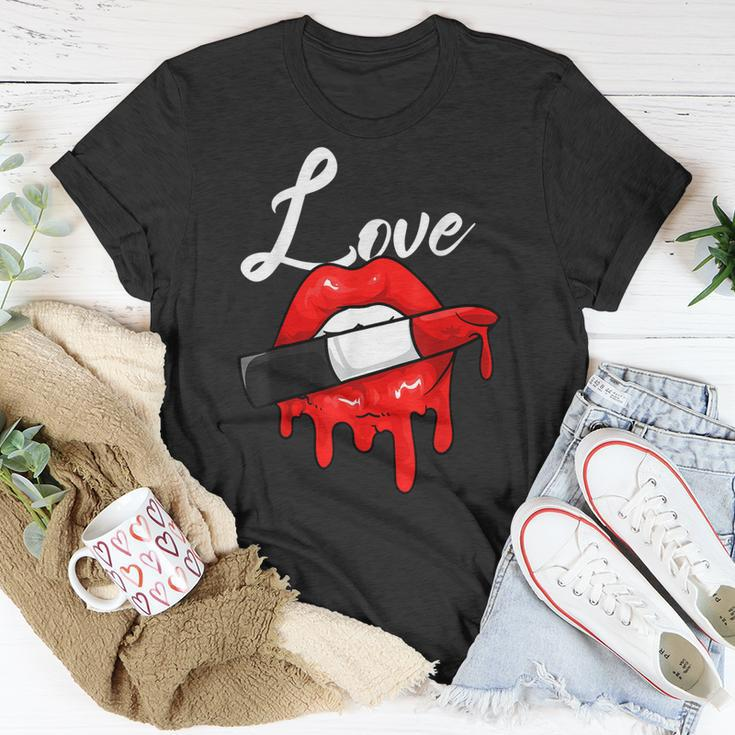 Red Lipstick Lips Love Valentines Day Make Up Valentines T-Shirt Funny Gifts