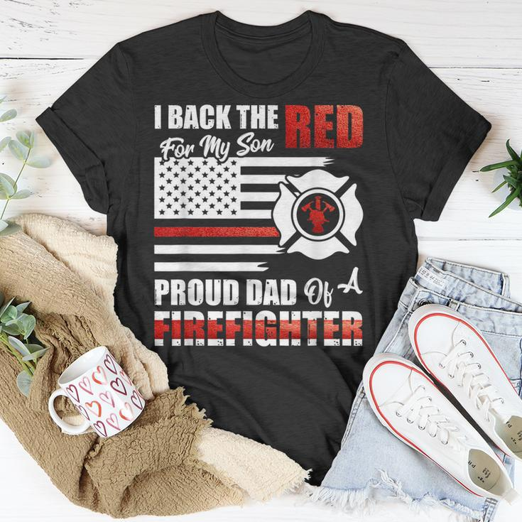 I Back The Red For My Son Proud Dad Of A Firefighter Fathers T-Shirt Funny Gifts