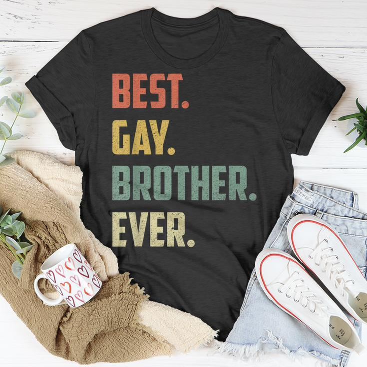 Retro Best Gay Brother Ever Cool Gay Gift Unisex T-Shirt Funny Gifts