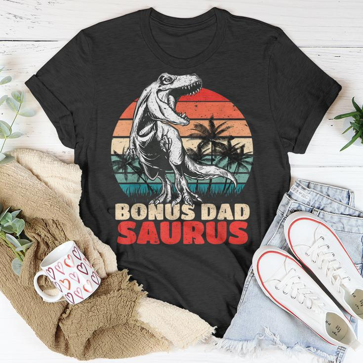 Retro Bonus Dadsaurus Rex Funny Bonus Dad Saurus Dinosaur Unisex T-Shirt Unique Gifts