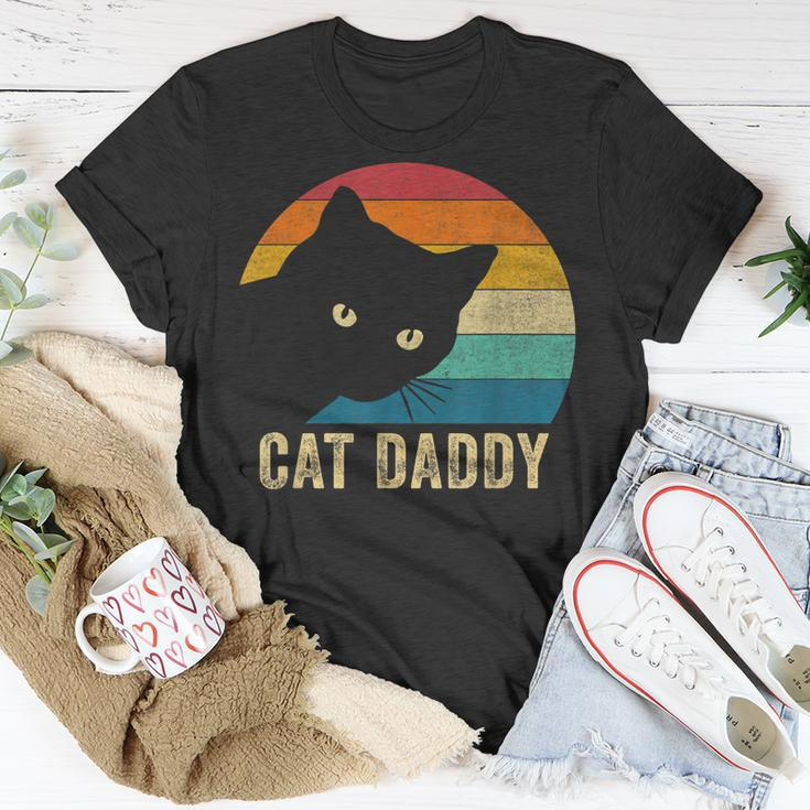 Retro Vintage Cat Daddy Funny Cat Dad Gifts Fathers Day Unisex T-Shirt Funny Gifts