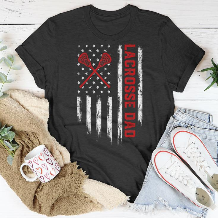 Mens Retro Vintage Usa American Flag Lacrosse Dad Patriotic T-Shirt Funny Gifts