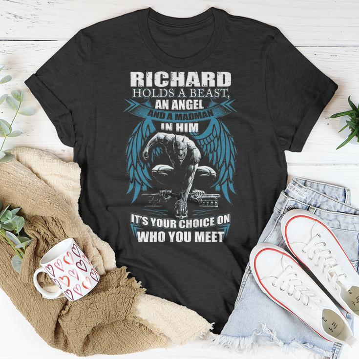 Richard Name Gift Richard And A Mad Man In Him V2 Unisex T-Shirt Funny Gifts