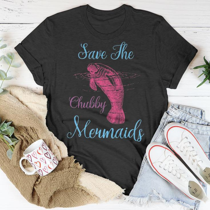 Save The Chubby Mermaids Funny Love Manatee Unisex T-Shirt Funny Gifts