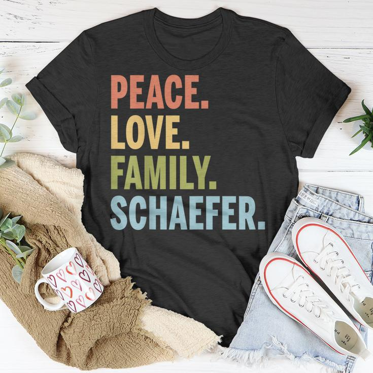 Schaefer Last Name Peace Love Family Matching Unisex T-Shirt Funny Gifts
