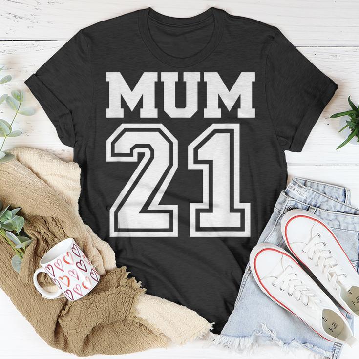 Schwarzes T-Shirt Mum 21 im Sportdesign, Perfektes Tee für Mütter Lustige Geschenke