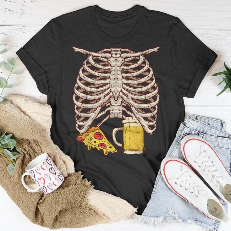 Skelett Rippenkäfig Pizza Und Bier T-Shirt Lustige Geschenke