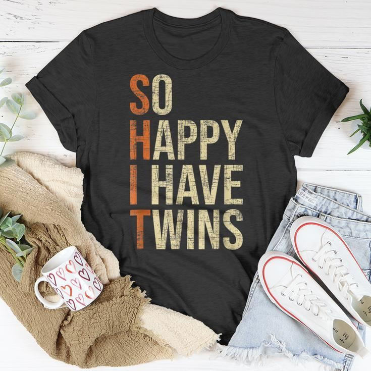 So Happy I Have Twins Twin Dad Father Mother Of Twins Gift For Mens Unisex T-Shirt Unique Gifts