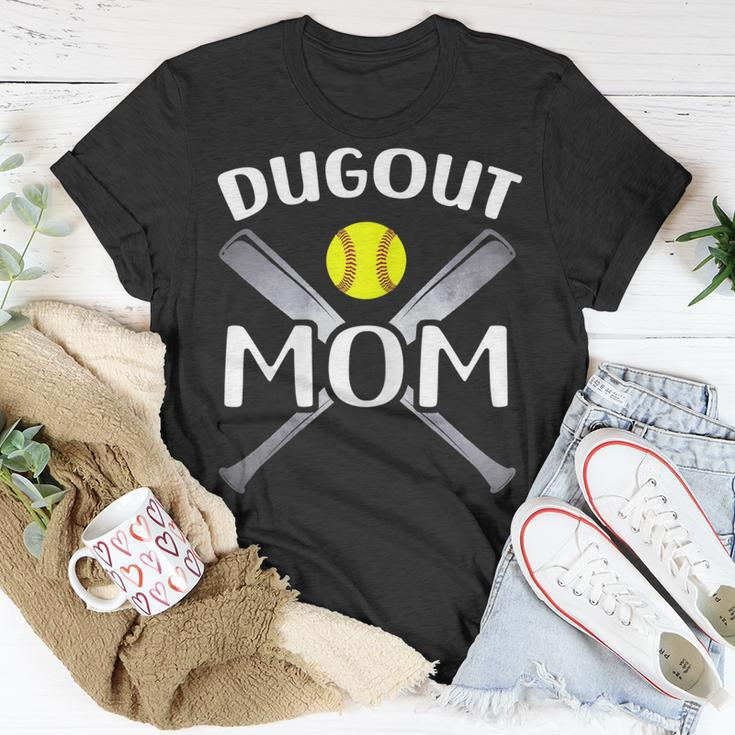 Softball Dugout Mom Gift For Womens Unisex T-Shirt Unique Gifts