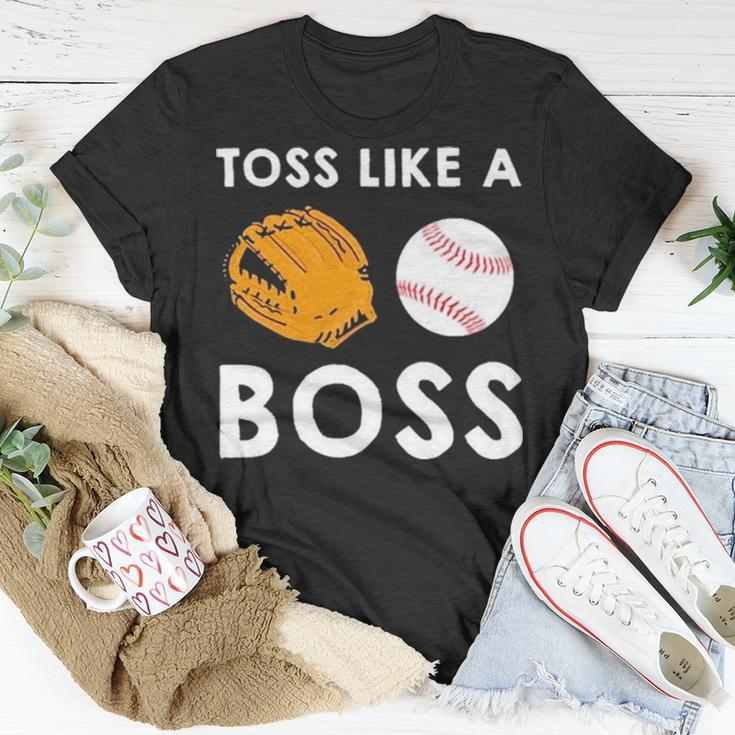 Softball Toss Like A Boss Sports Pitcher Team Ball Glove Cool Unisex T-Shirt Unique Gifts