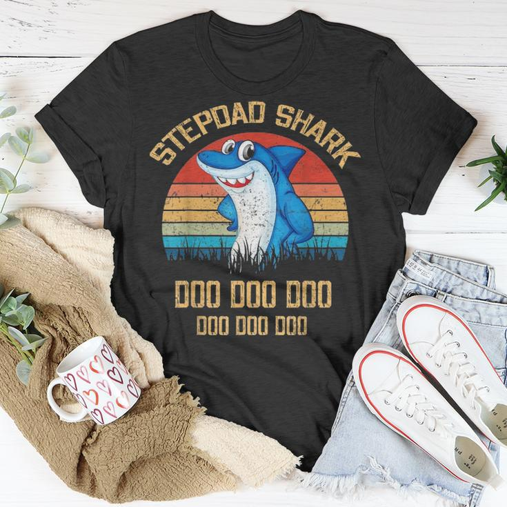 Stepdad Shark Fathers Day Gift Unisex T-Shirt Funny Gifts