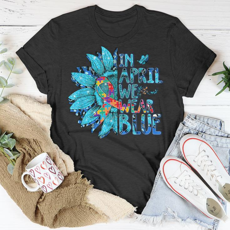 Sunflower Puzzle In April We Wear Blue Autism Awareness Unisex T-Shirt Unique Gifts