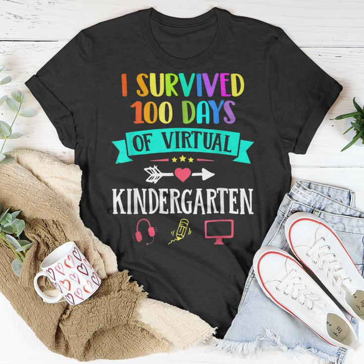 I Survived 100 Days Of Virtual Kindergarten Teacher Kid T-Shirt Funny Gifts