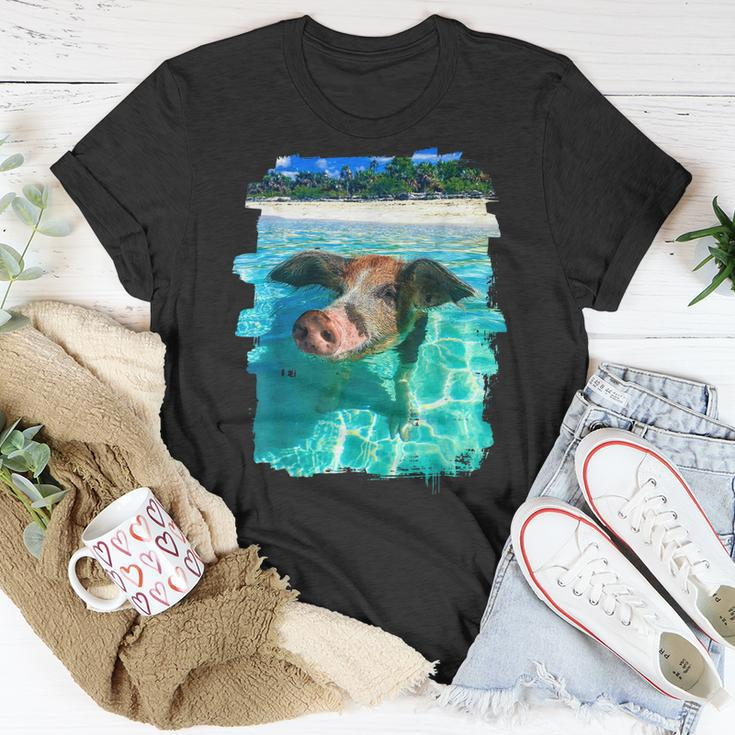 The Bahamas Swimming Pig Caribbean Beach Trips Summer Vibes Unisex T-Shirt Unique Gifts