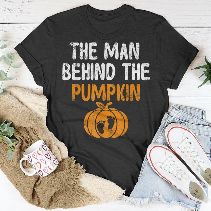 The Man Behind The Pumpkin Pregnancy Halloween New Dad Unisex T-Shirt Unique Gifts