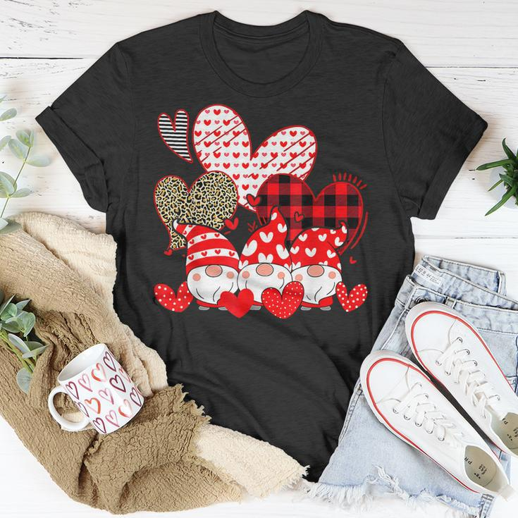 Three Gnomes Holding Hearts Valentines Day For Her T-shirt Funny Gifts