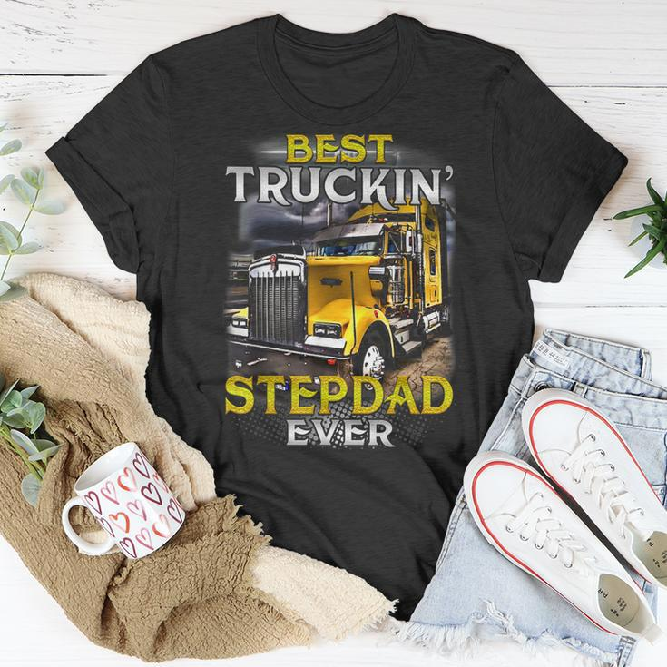 Trucker Fathers Day Best Truckin Stepdad Ever Unisex T-Shirt Funny Gifts