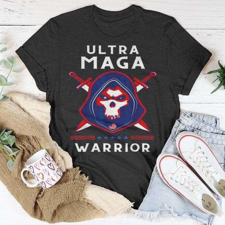 Ultra Maga Warrior Dad Anti Biden Us Flag Pro Trump Unisex T-Shirt Unique Gifts