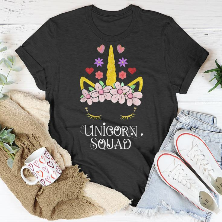 Unicorn Squad Cute Floral Outfit For Mom Grandma Ladies Unisex T-Shirt Unique Gifts