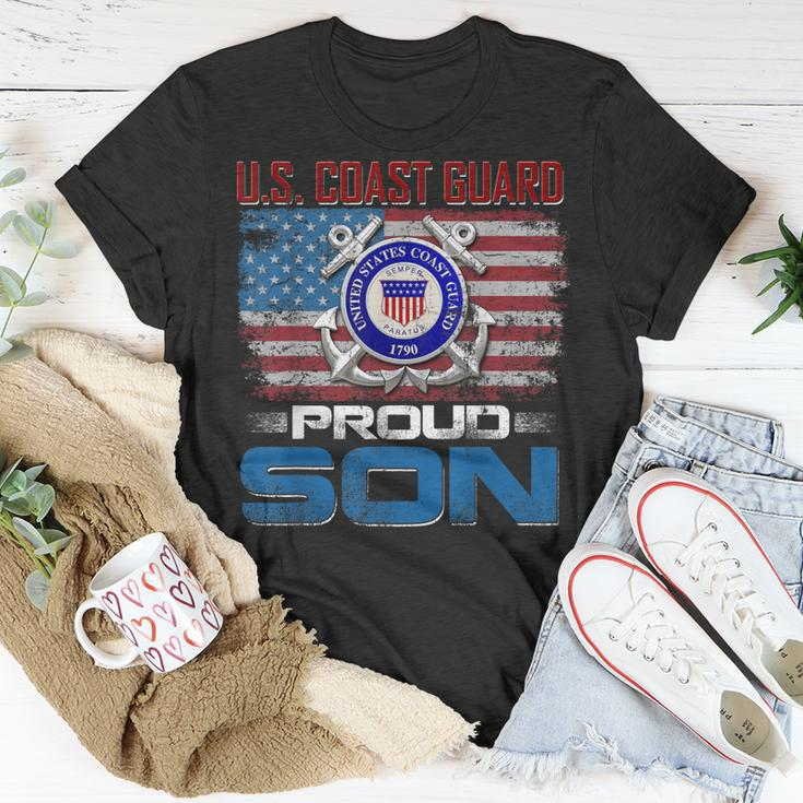 US Coast Guard Proud Son With American Flag T-Shirt Funny Gifts